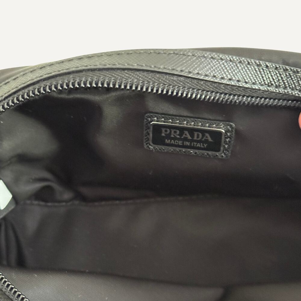 Prada Re-Nylon Triangle Metal Logo Small Pouch Black Made in Italy - Picture 5 of 8